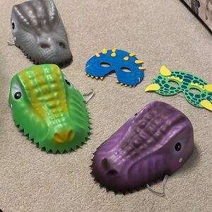 Reptile-Themed Masks Set - Green, Purple, Gray